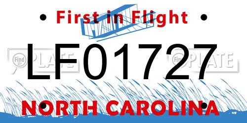 LF01727 North Carolina License Plate