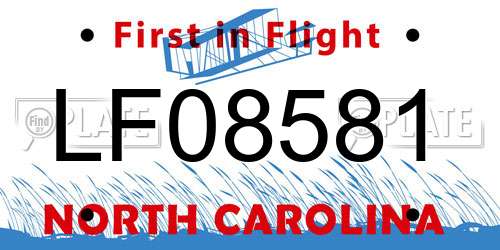 LF08581 North Carolina License Plate