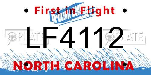 LF4112 North Carolina License Plate