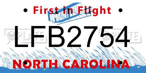 LFB2754 North Carolina License Plate
