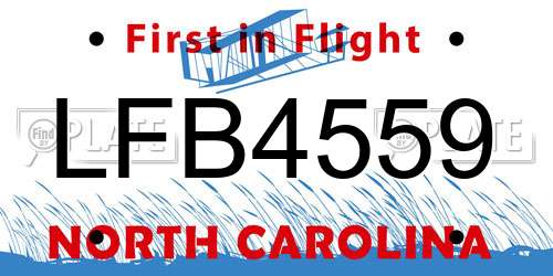 LFB4559 North Carolina License Plate