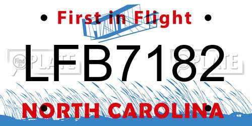 LFB7182 North Carolina License Plate