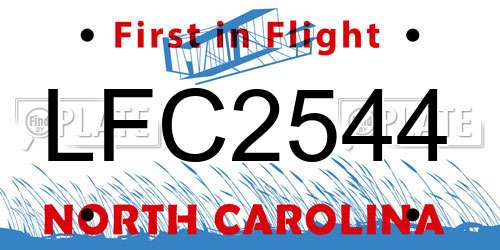 LFC2544 North Carolina License Plate