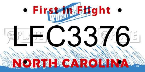 LFC3376 North Carolina License Plate