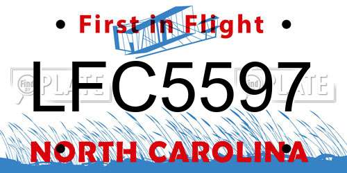LFC5597 North Carolina License Plate