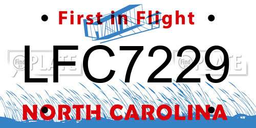 LFC7229 North Carolina License Plate