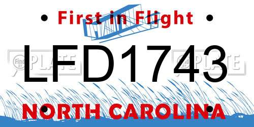 LFD1743 North Carolina License Plate