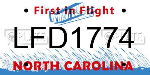 LFD1774 North Carolina License Plate