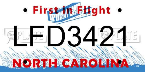 LFD3421 North Carolina License Plate