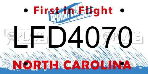 LFD4070 North Carolina License Plate