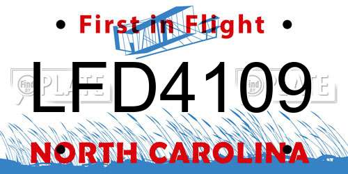 LFD4109 North Carolina License Plate