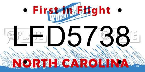 LFD5738 North Carolina License Plate