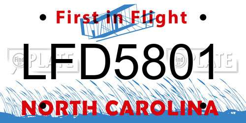 LFD5801 North Carolina License Plate