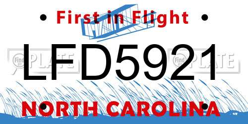 LFD5921 North Carolina License Plate