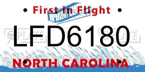 LFD6180 North Carolina License Plate