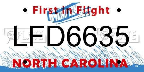 LFD6635 North Carolina License Plate