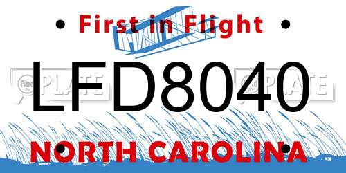 LFD8040 North Carolina License Plate