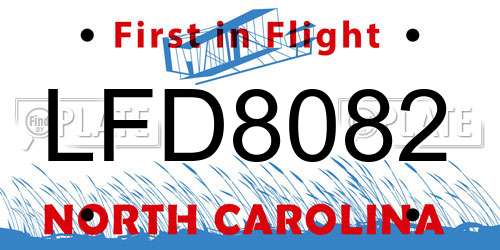 LFD8082 North Carolina License Plate