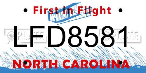 LFD8581 North Carolina License Plate