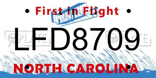 LFD8709 North Carolina License Plate