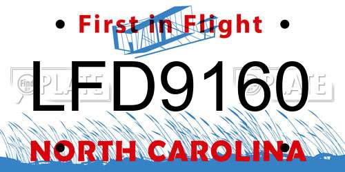 LFD9160 North Carolina License Plate