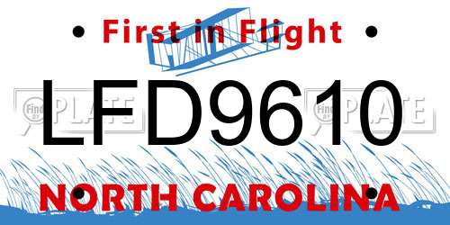 LFD9610 North Carolina License Plate