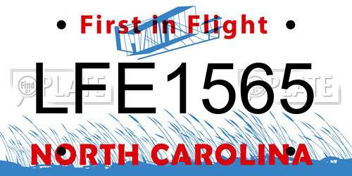 LFE1565 North Carolina License Plate