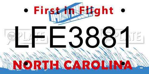 LFE3881 North Carolina License Plate