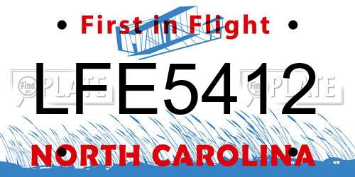 LFE5412 North Carolina License Plate