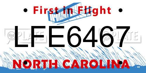 LFE6467 North Carolina License Plate