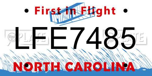 LFE7485 North Carolina License Plate