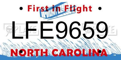 LFE9659 North Carolina License Plate