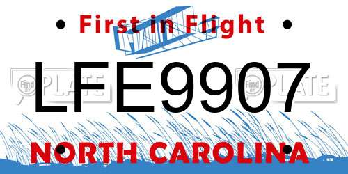 LFE9907 North Carolina License Plate