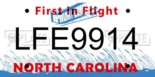 LFE9914 North Carolina License Plate