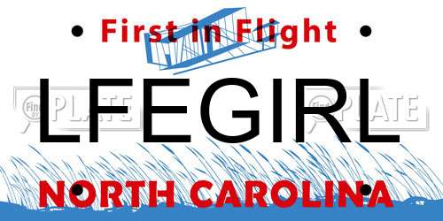 LFEGIRL North Carolina License Plate