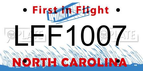 LFF1007 North Carolina License Plate