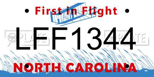 LFF1344 North Carolina License Plate