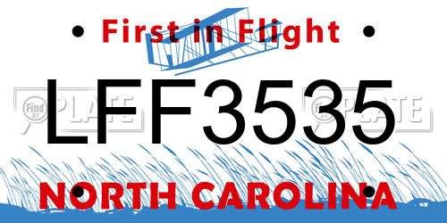 LFF3535 North Carolina License Plate