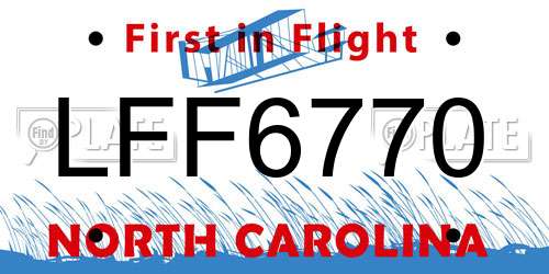LFF6770 North Carolina License Plate