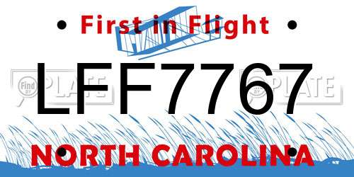 LFF7767 North Carolina License Plate