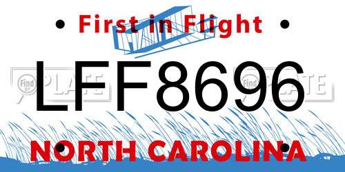 LFF8696 North Carolina License Plate