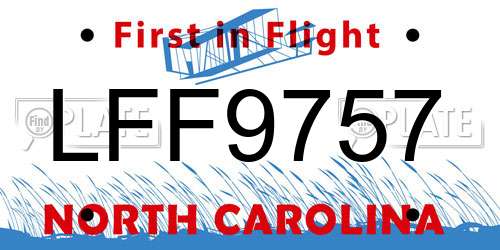 LFF9757 North Carolina License Plate