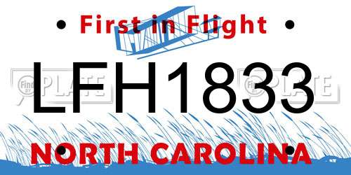LFH1833 North Carolina License Plate