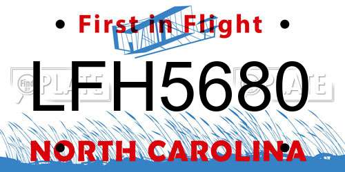 LFH5680 North Carolina License Plate
