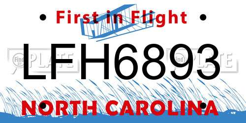 LFH6893 North Carolina License Plate