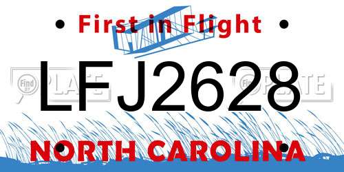 LFJ2628 North Carolina License Plate