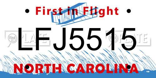 LFJ5515 North Carolina License Plate