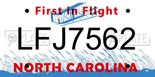 LFJ7562 North Carolina License Plate