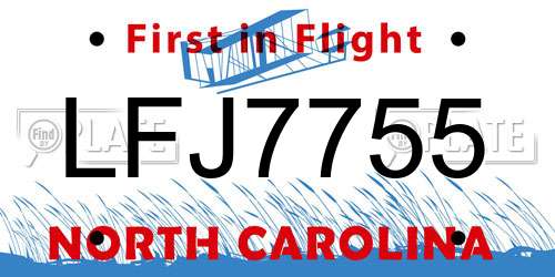 LFJ7755 North Carolina License Plate