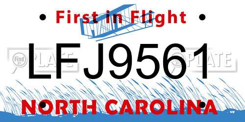 LFJ9561 North Carolina License Plate